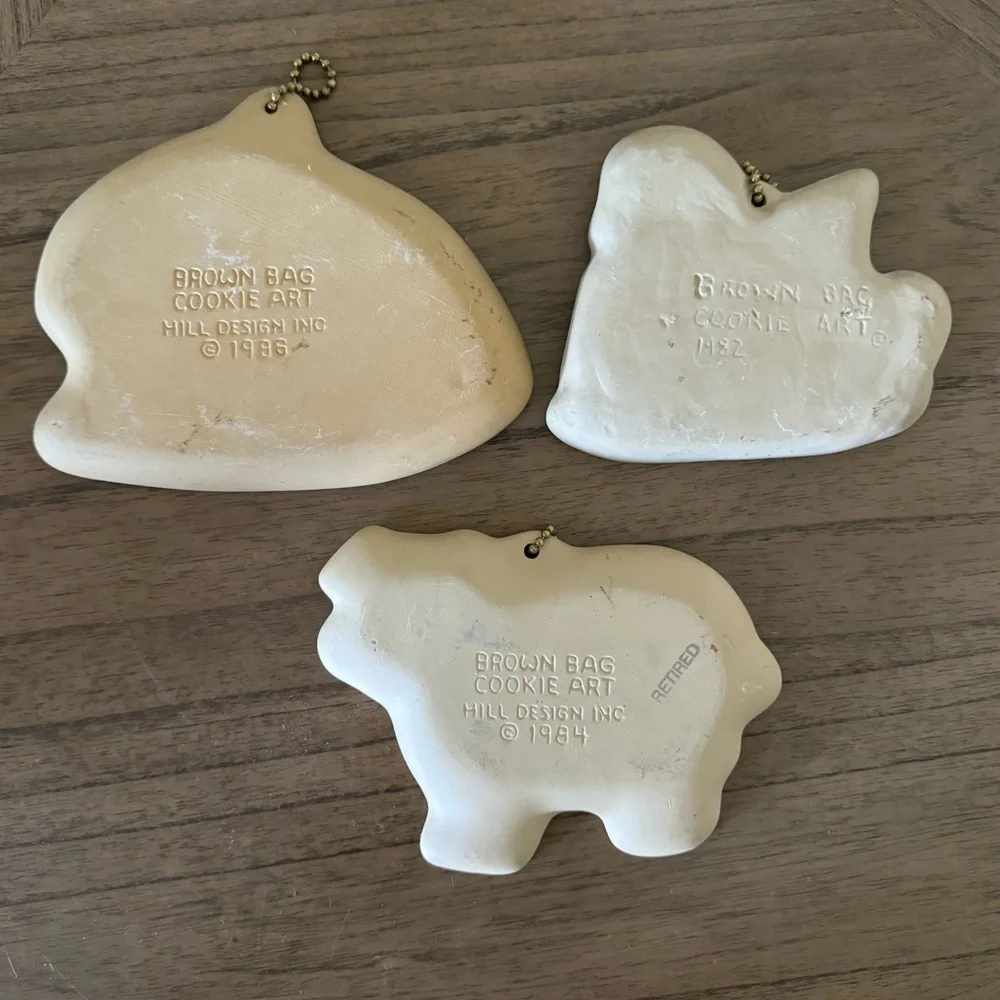 Brown Bag cookie art pig, swan and rabbit